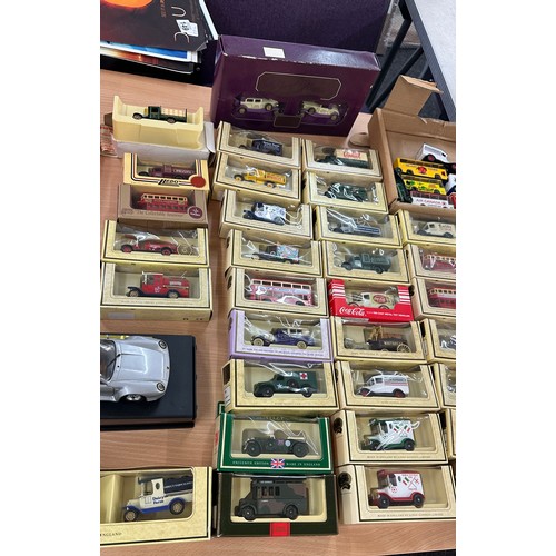 266 - Selection of vintage car toys to include Die cast metal Bugatti type 59 1934, Burago, Mercedes Benz ... 