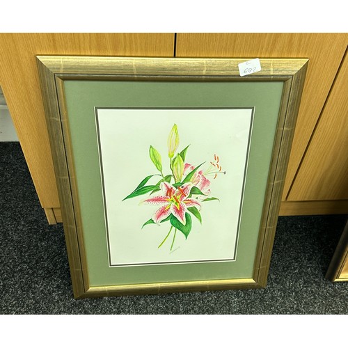 15 - Framed painting depicting a Lily flower - signed GM Walker 99 measures approx 23 inches tall by 19 i... 