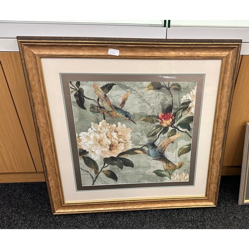 134D - Framed ' Birds of a feather' by Renee Campbell print measures approx 32 x 32 inches