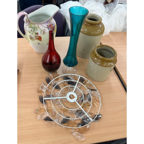 148 - Selection of miscellaneous to include Royal Doulton jug, coloured glass vases, etc