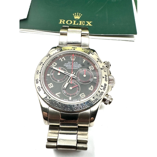 411 - 18ct white gold Rolex Daytona 116509 which comes with the striking dark grey racing dial, highlighte... 