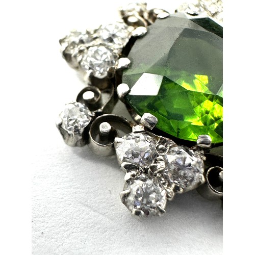 117 - Fine 18ct gold natural green zircon  &  diamond pendant set with large central green Zircon measures... 