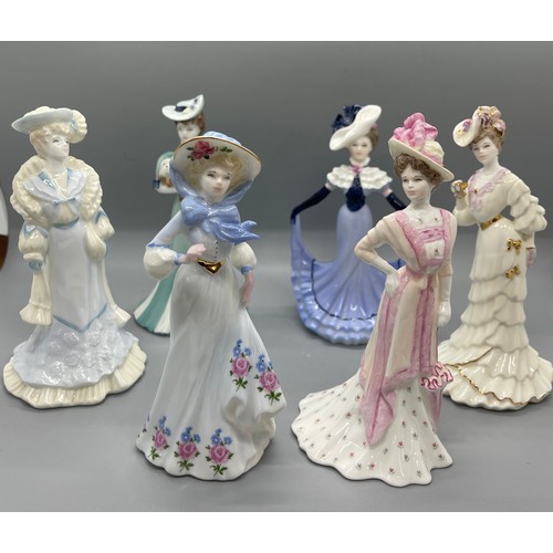 584 - Set of 6 coalport lady figures includes Lady Grace, Lady Helen, Lady May, Lady florence, height 6 in... 