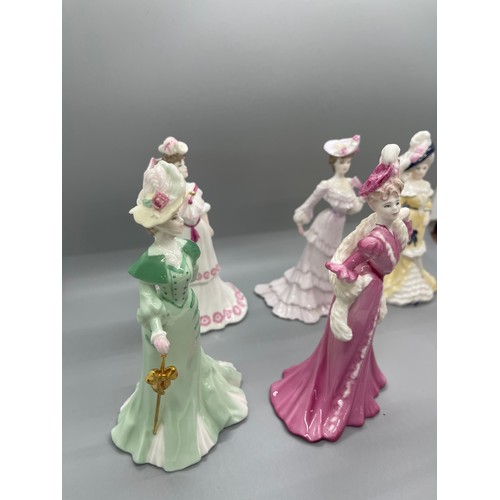 587 - Set of 6 coalport lady figures includes Lady Eliza, Lady Beatrice, Lady Clara, Lady Lydia, height 6 ... 