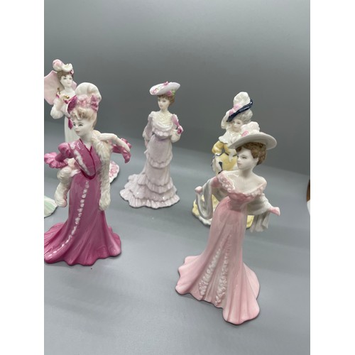 587 - Set of 6 coalport lady figures includes Lady Eliza, Lady Beatrice, Lady Clara, Lady Lydia, height 6 ... 