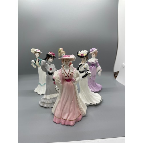 614 - Set of 6 coalport lady figures includes Lady Sarah, Lady Emily, Lady Rose, Lady Louise, height 6 inc... 