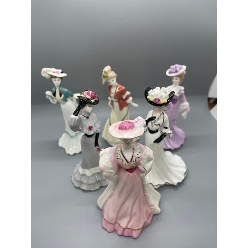 614 - Set of 6 coalport lady figures includes Lady Sarah, Lady Emily, Lady Rose, Lady Louise, height 6 inc... 