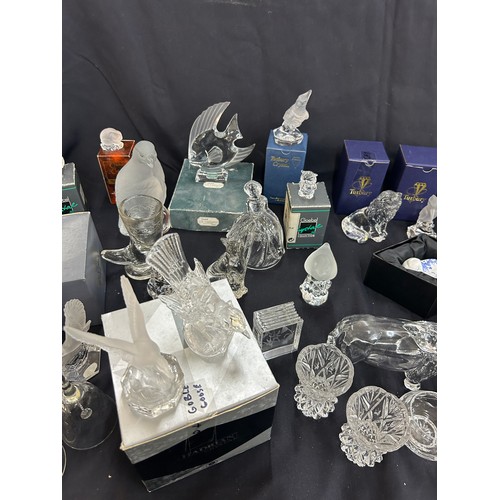 163 - Selection of boxed named glassware ornaments to include G  Durand glass fish, Tutbury and Goebel pie... 