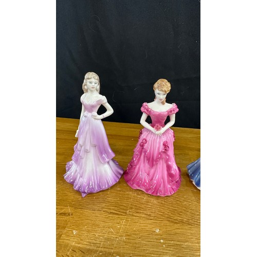 606 - Seven Coalport Debutante lady figures to include Dawn, Anita, Violet etc tallest measures approx 5.5... 