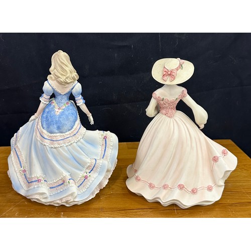 599 - Two Coalport lady figures from the ' Age of Romance' Collection Danby mint first love and Jean talle... 