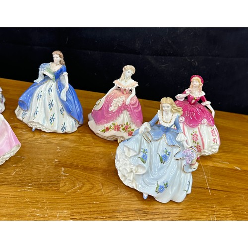 611 - Selection of 9 miniature Coalport Fairest Flowers Figurines to include Poppy, May, Veronica, Iris et... 