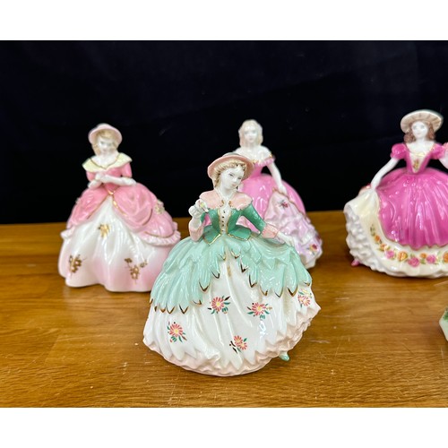 582 - Selection of 9 miniature Coalport Fairest Flowers Figurines to include Daphne, Primrose, Rose, Lily ... 