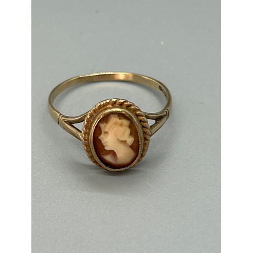 448 - Ladies 9ct gold cameo set dress ring, total weight 1.9 grams ring size S