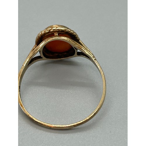 448 - Ladies 9ct gold cameo set dress ring, total weight 1.9 grams ring size S