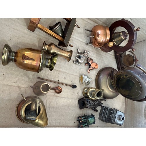 62 - Selection of vintage brassware includes miniature gong etc