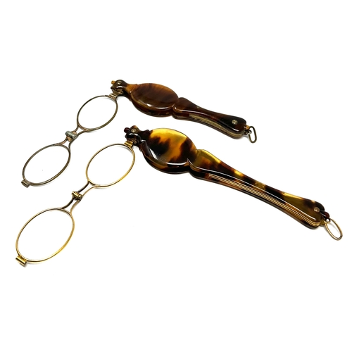 421 - 2 Antique TortoiseShell Long Handled Lorgnettes