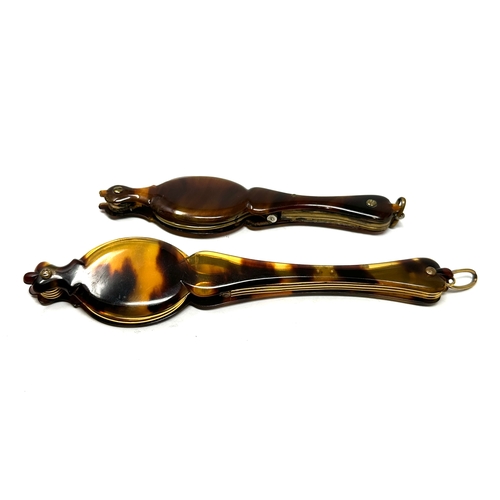 421 - 2 Antique TortoiseShell Long Handled Lorgnettes