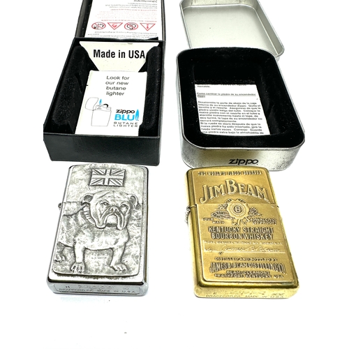 422 - 2 original boxed vintage zippo lighters inc jim beam & british bull dog