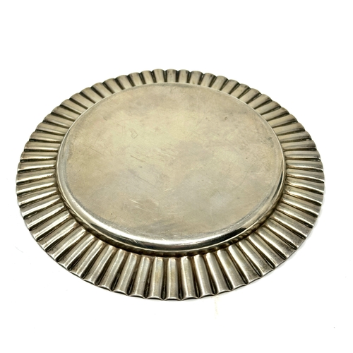 2 - Vintage silver ribbed edged trinket tray measures approx 14cm dia Sheffield silver hallmarks weight ... 