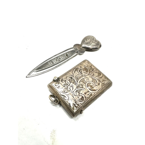 5 - Antique silver vesta case & silver page marker