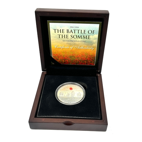 435 - Boxed 2016 Battle of the Somme 100 Yrs 1916 Silver Proof Poppy £5 Five Pounds limited edition