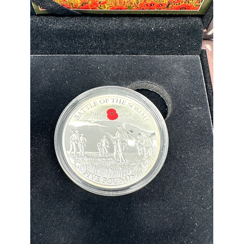 435 - Boxed 2016 Battle of the Somme 100 Yrs 1916 Silver Proof Poppy £5 Five Pounds limited edition