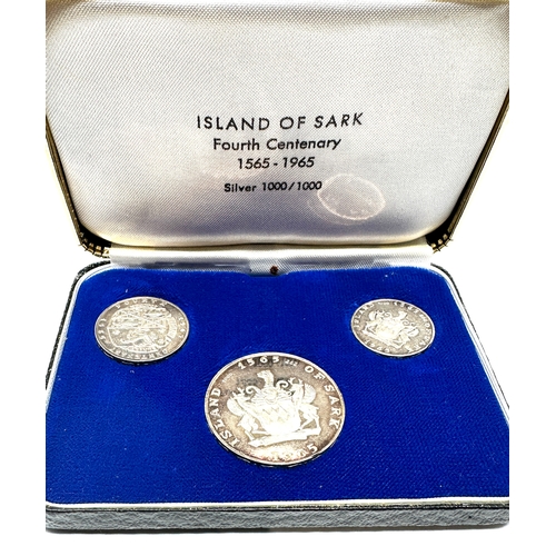 441 - A Cased Set Of Special Issue island of Sark Silver 1000/1000 Medals/Coins The Set Of Three Coins Rec... 