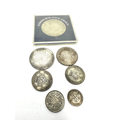 454 - selection of silver coins includes 1937 crown