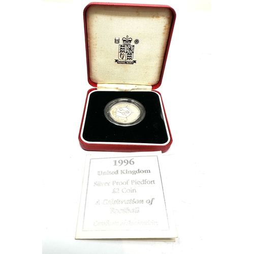 455 - UK 1996 A Celebration of Football £2 Coin Silver Proof Piedfort Box COA