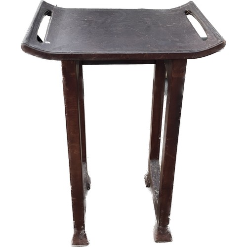 301 - Oriental leather table measures approximately 32 inches tall 22 inches wide