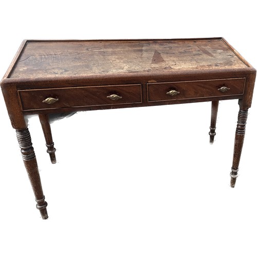 287 - 2 Drawer anitque mahogany side table measures approximately 27 inches tall 37 inches wide 17 inches ... 