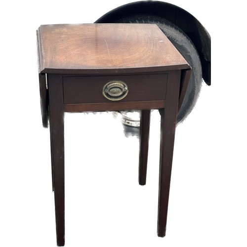 277 - 1 drawer drop leaf side table measures approximately 27 inches tall 17 inches wide