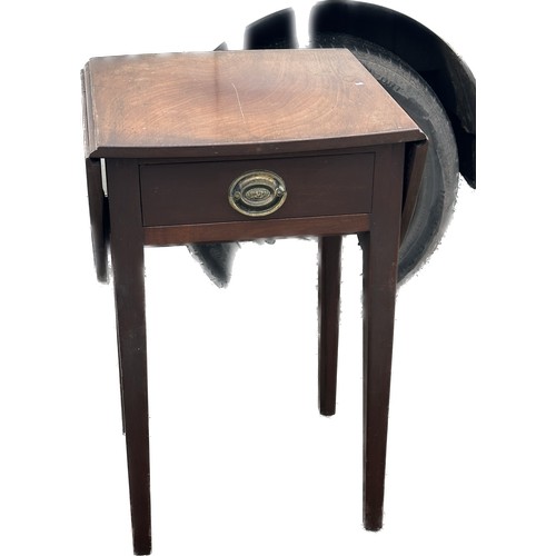 277 - 1 drawer drop leaf side table measures approximately 27 inches tall 17 inches wide