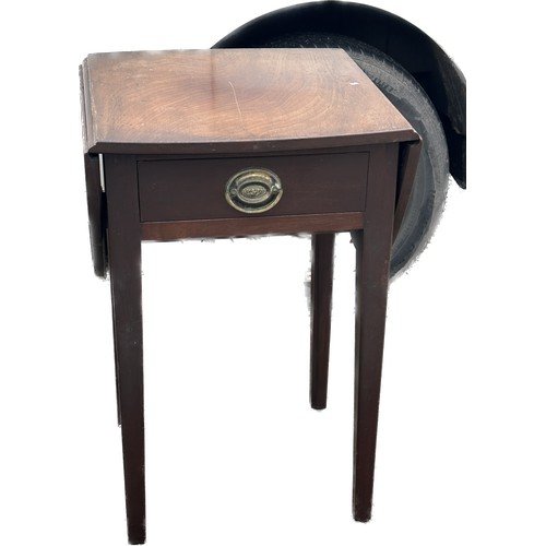 277 - 1 drawer drop leaf side table measures approximately 27 inches tall 17 inches wide