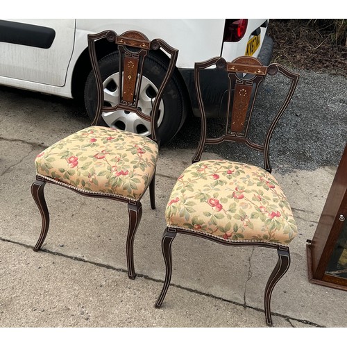 307 - Pair of mahogany inlaid hall chairs