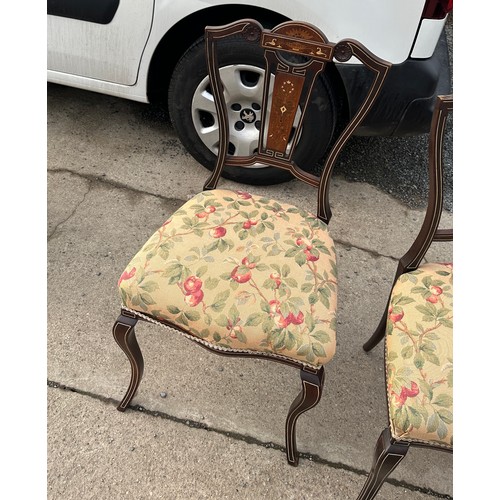 307 - Pair of mahogany inlaid hall chairs