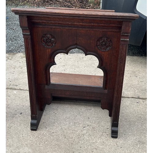 275 - Vintage oak prayer stand measures approximately 32 inches tall 24 inches wide