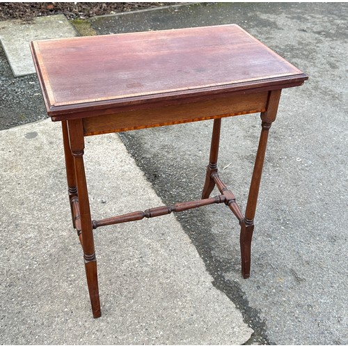 285 - Edwardian inlaid flip over games table height 29 inchs by 31 inches wide