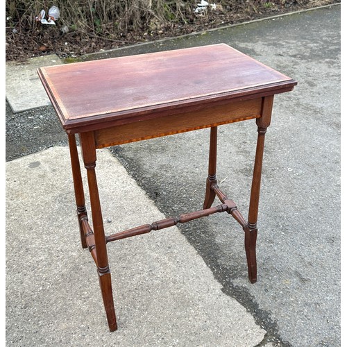 285 - Edwardian inlaid flip over games table height 29 inchs by 31 inches wide