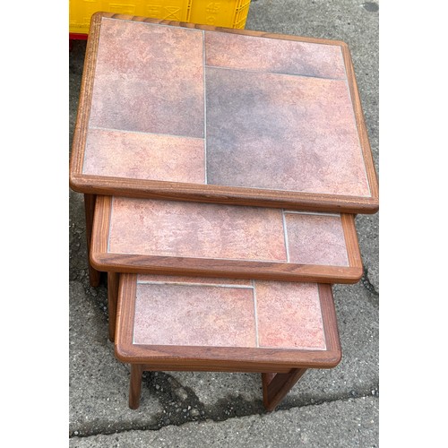 290 - Vintage tile topped nest of 3 tables