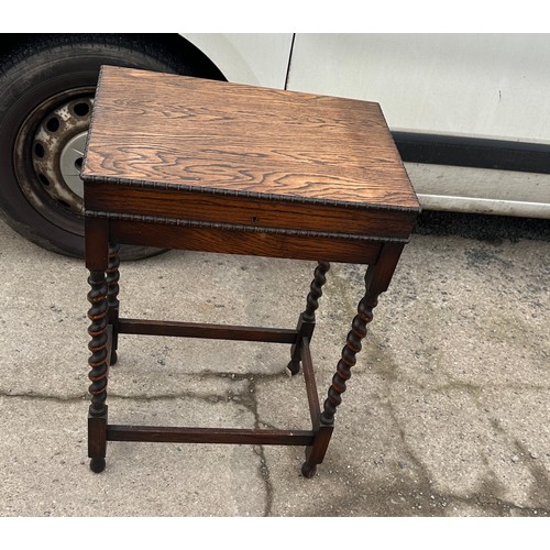 282 - Oak barley twist canteen cutlery table height 29 inches, width 19 inches