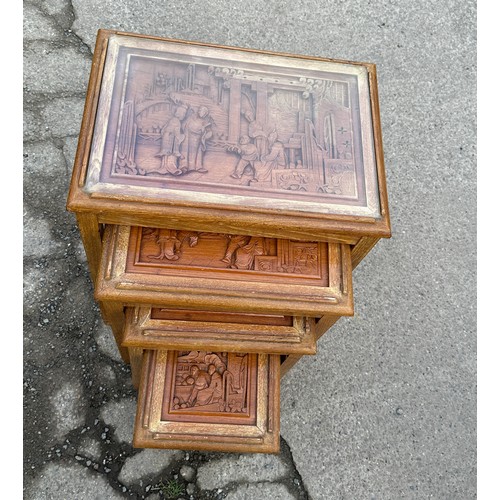 304 - Oriental carved nest of 4 tables