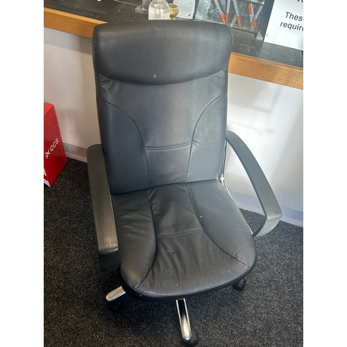 294 - Metal and faux leather swivel office chair