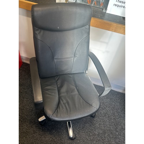 294 - Metal and faux leather swivel office chair