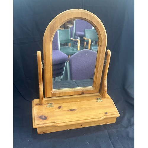 254 - Pine dressing table swivel mirror with drawer