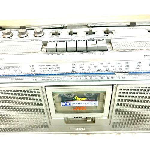 247 - Vintage JVC stereo radio cassette recorder RC-656LB ghetto blaster, working order