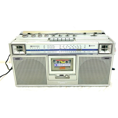 247 - Vintage JVC stereo radio cassette recorder RC-656LB ghetto blaster, working order