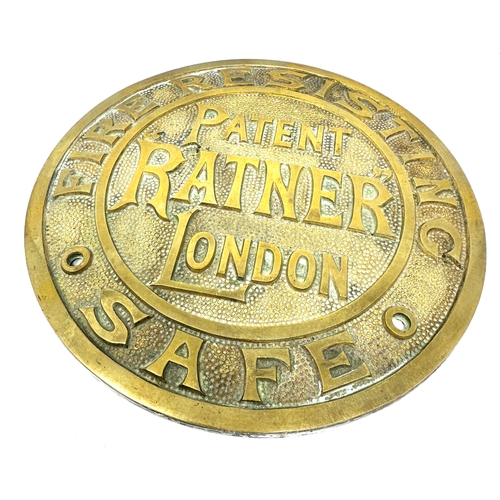 419 - 2  Antique Brass Safe Plates patent Ratner London 20cm diameter