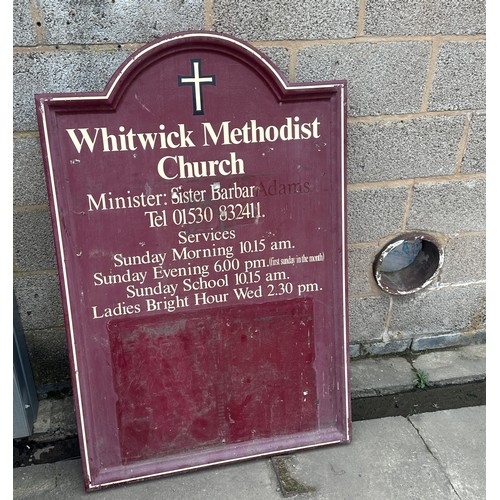 272 - Whitwick methodist church fibreglass notice board measures approximately Height 53 inches, Width 35 ... 