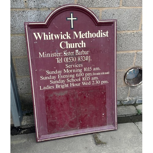 272 - Whitwick methodist church fibreglass notice board measures approximately Height 53 inches, Width 35 ... 